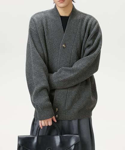 POHADON Vintage Cardigan Sweater for Men Fall Winter Y2k Aesthetic Grandpa Grunge Button Down Cardigan Japanese Knit Tops2