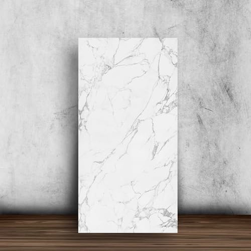 Placa Flexível Revestimento Autocolante Lavável - Efeito Mármore Branco 90x60cm - Decoração para Par