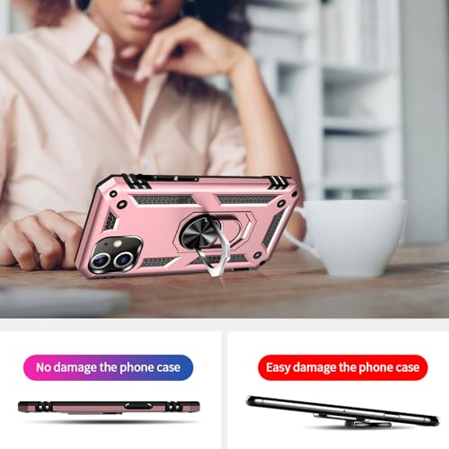 Étuis de protection de qualité militaire pour iPhone 12 Mini avec anneau or rose - 6