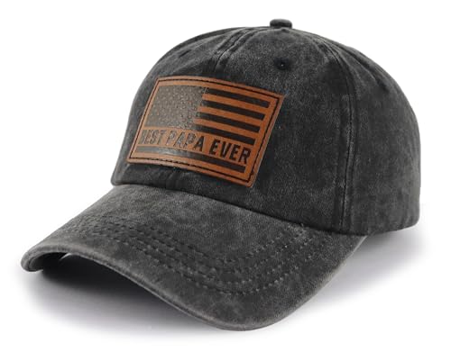 Image of Best Dad Ever American Flag Hat,Adjustable Cotton Embroidered Fathers Day Birthday Gifts for Papa Baseball Cap