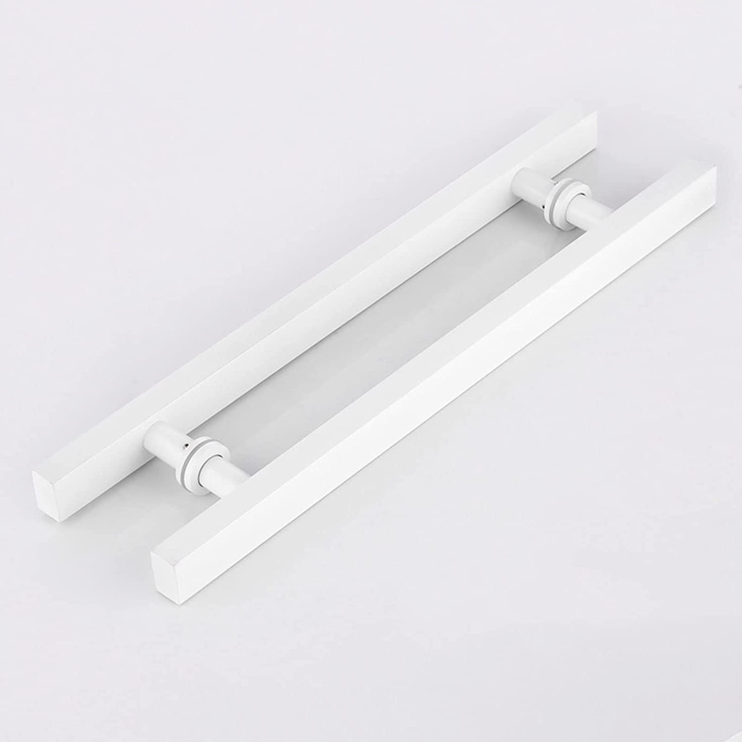 Poignée de porte d'entrée coulissante en inox blanc double face ronde 80x60 cm