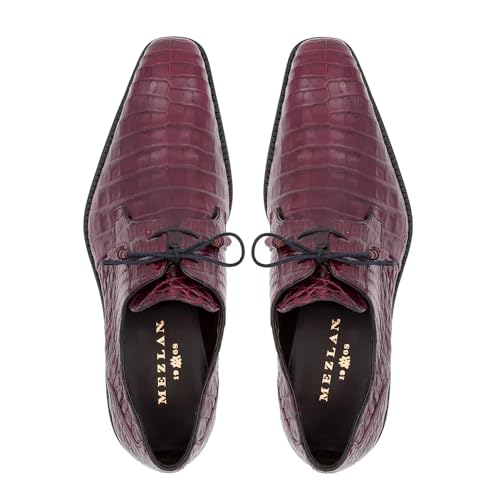 Image of Mezlan Anderson Crocodile Lace Up - Men's Genuine Crocodile Plain Toe Blucher with Memory Foam Insole - Handmade in Spain