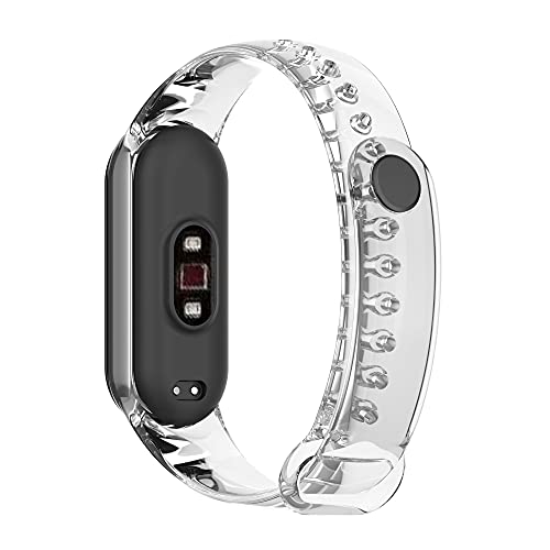 KUTEWEU Smart Watch Strap Compatible for Xiaomi Band 7,Transparent Silicone Wristband Adjustable Replacement Sport Strap,Watch Strap Wristband for Huawei Band 7 Watch Strap Accessories (white) - Image 2
