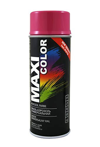 Maxi Color NEW QUALITY Sprühlack Lackspray Glanz 400ml Universelle spray Nitro-zellulose Farbe Sprühlack schnell trocknender Sprühfarbe (RAL 4010 telemagenta glänzend)