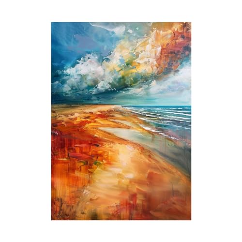 Peinture abstraite de plage sur toile 60x80cm pour habiller un mur vide