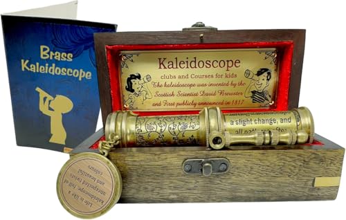 Handmade Brass Kaleidoscope - Time Memory for Generations - Vintage Collection - Magic Kaleidoscope - Educational Gift for Kids & Adults - Patterns Vary