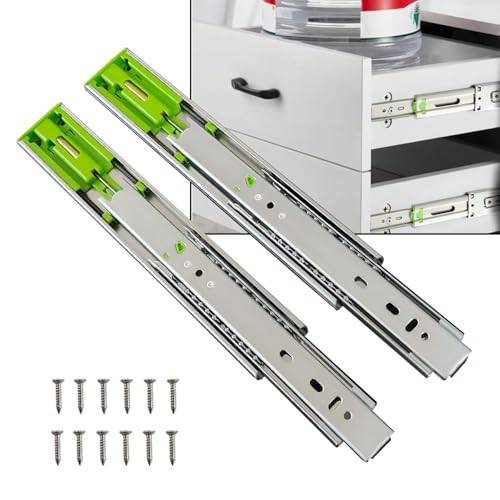 Image of Volo Heavy Duty Drawer Slides, Full Extension Ball Bearing Runners | Pack of 2 Piece | Channels for Kitchen Cabinets, Wardrobes, and Dressers (Soft Close (Mild Steel), 10 Inch)