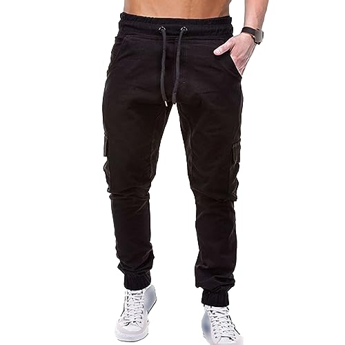 Pantalones atléticos de entrenamiento estilo cargo delgados con bolsillos