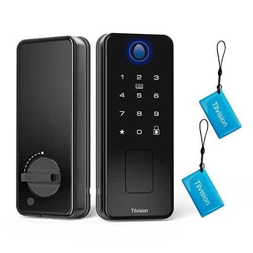 Fingerprint Door Lock, Tilvision Keyless Entry Door Lock with Digital Keypad, IC Card, Spare Keys, Electronic Deadbolt Lock for Front Door, Hotel, Apartment - IP65 Waterproof