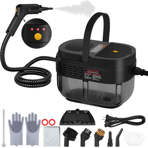 Steam Cleaner, 3-Level Adjustable Handle, 15s Heat-Up,1.6L Portable Car Steam Cleaner,for Cleaning Car, Bathroom, Shower, Upholstery, Grout, Window, Grime, Grease