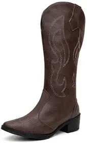 Bota Feminina Cano Alto Texana Western Bico Fino Montaria Bordada Country 35 ao 42
