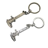 Lheng 40mm Fashion Mini Vernier Caliper Keychain Keyring Alloy, 3D Movable Precision Miniature Pocket Vernier Caliper 2Pcs