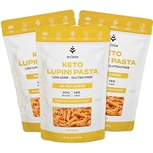 Aviate Keto Pasta Penne - Low Carb 3g Net Lupini Penne Pasta - High Protein 20g - Gluten-Free - Made with Lupin Flour [Plant Based Vegan] Keto-friendly Low Carb - Penne 8oz Pack of 3