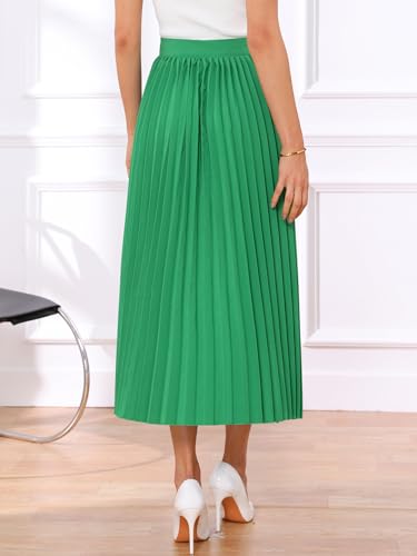 Allegra K Women's Elastic High Waisted Work Casual Flowy Long Pleated Maxi Skirts4