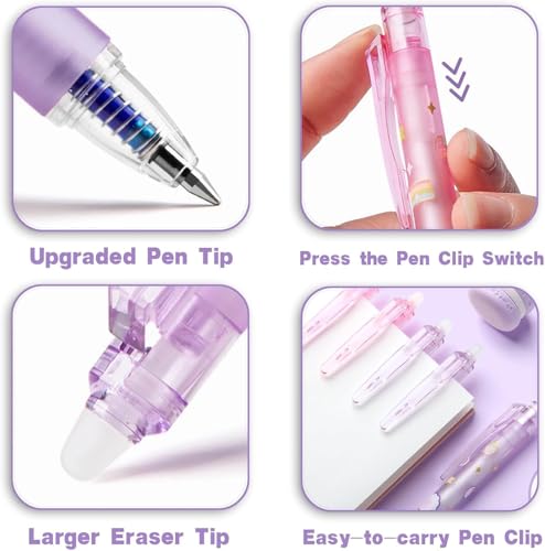 Image of Erasable Gel Pen, Space Theme, Blue Ink, 0.5mm Fine Tip, Comfort Grip, for School and Office, Pack of 12 (Space)