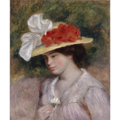 Art Print Renoir Femme dans un chapeau fleuri grand format premium