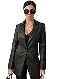 UNIQUE21 Faux Leather Women Blazer Long Sleeves Single Button Causal Crocodile Pattern PU Leather Ja