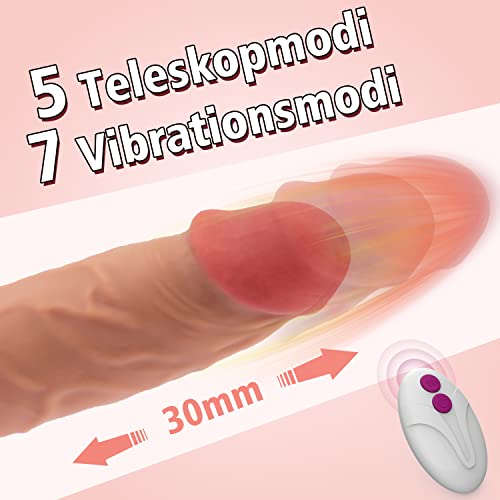 Realistisch Dildo Vibrationen Sex Spielzeug für die Frau, Silikon Dildoschwanz mit Stossfunktion für Frau G-Punkt Stimulation, Stark Stoßfunktionen Erotik Sex Toys – Bild 3