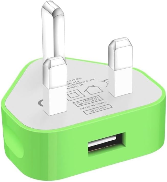 Themax® 1000mAh USB UK Plug Charger Adapter By CE Approved Compatible iPhone iPad Samsung Galaxy HTC LG Sony Huawei Motorolla BlackBerry Lenova OnePlus Lava Kindle Etc (Green)