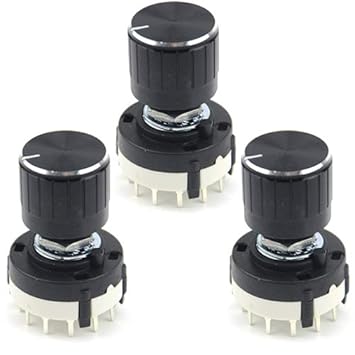 WMYCONGCONG 3 PCS RS26 4P3T 4 Pole 3 Position Wafer Band Selector Rotary Switch with Knob