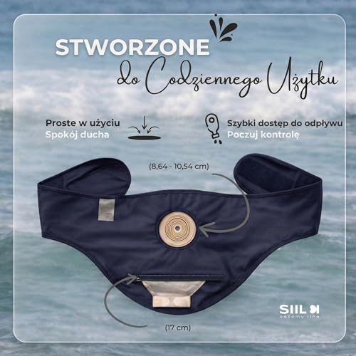 SIIL Pas Stomijny Niebieski na brzuch Kolostomia, Ileostomia, Urostomia | Osłona Worka Stomijnego Pływanie i Sport (XL)