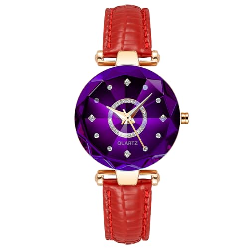 Montre analogique à quartz pour femmes avec un bracelet en cuir chic