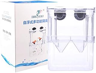 Tiberham Fish Breeding Box, Acrylic Floating Fish Hatchery Isolation Box, Double Layer Fry Hatching Incubator Breeding Rearing Trap, Aquarium Tank Fish Parenting Container Divider with Suction Cups