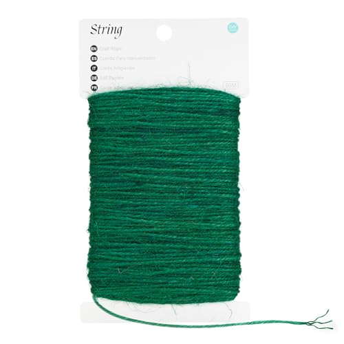 G2PLUS Green Jute Twine 2mm 3 Ply 164Ft Craft Twine String for Gift Wrapping DIY Crafts Gardening and Christmas Decorations