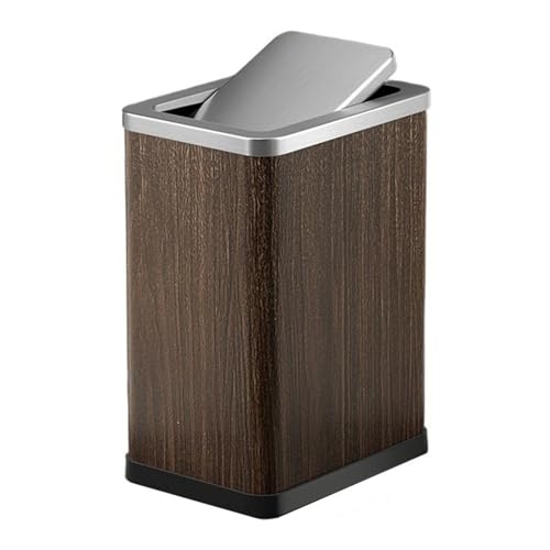 Papelera de Acero Inoxidable con Cierre Giratorio 15L Marrón miniatura 1
