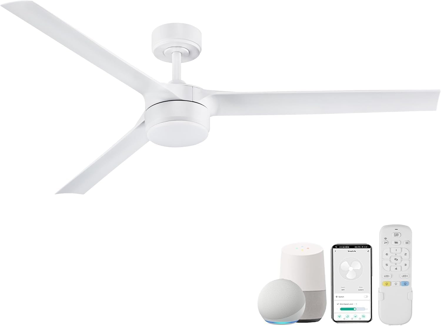 cumilo 52" Smart Ceiling Fans with Lights Remote,Quiet DC Motor,Dimmable,Gold and White Outdoor Indoor Ceiling Fan,Control with Voice Alexa App, for Modern Bedroom Patios