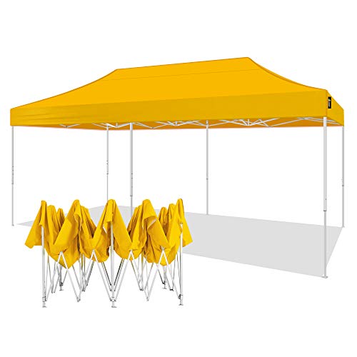 American Phoenix Canopy Tent 10X20 Pop Up Tent Instant Shelter Shade Heavy Duty Commercial Outdoor Party Tent (10X20Ft (White Frame), Yellow) #TOP9