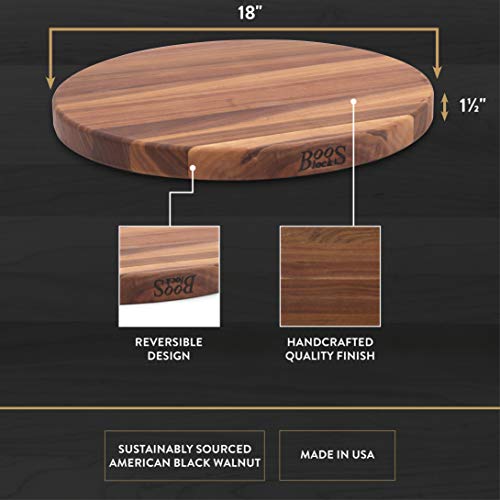 John Boos Block Wal-R18 Walnut Wood Edge Grain Reversible Round Cutting Board, 18 Inches Round X 1.5 Inches #TOP1