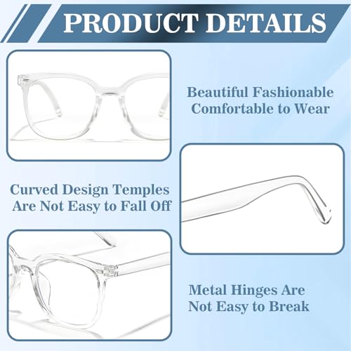 Blaulichtfilter Brille, Transparent Computerbrille PC Gaming Brille mindert Augenbelastung Blaufilter Superleichte Ohne Stärke Fake Brille UV Blaues Blockiert Nerdbrille Mode für Damen Herren