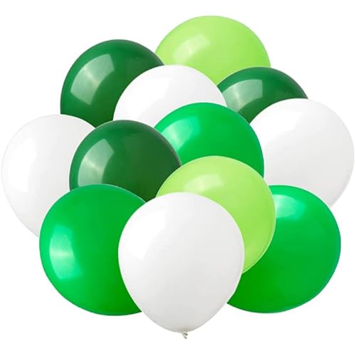 LFYDM Latex Balloon 100 pcs 12 inch ： White and Pale Green and Dark Green and Blackish Green Latex Balloons
