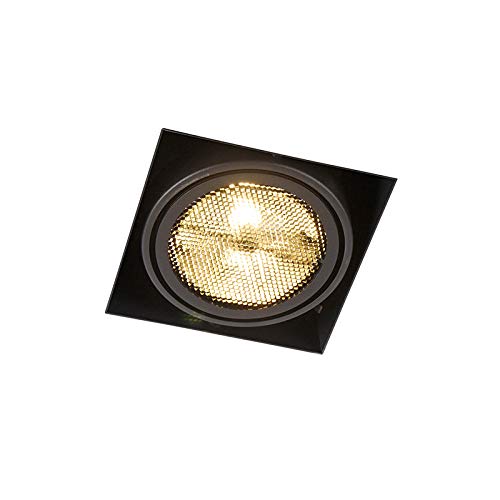 Qazqa Oneon Honey Einbauleuchte – Schwarzer LED-Strahler, GU10, Dimmbar, 15,6 Cm