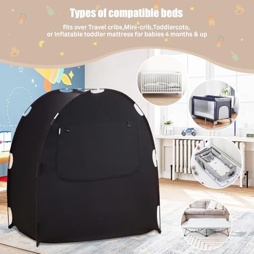 Mengersi Blackout Tent for Pack and Play, Crib Blackout Cover Baby Sleep Pod Sleep Travel Crib Tent,Canopy Cover