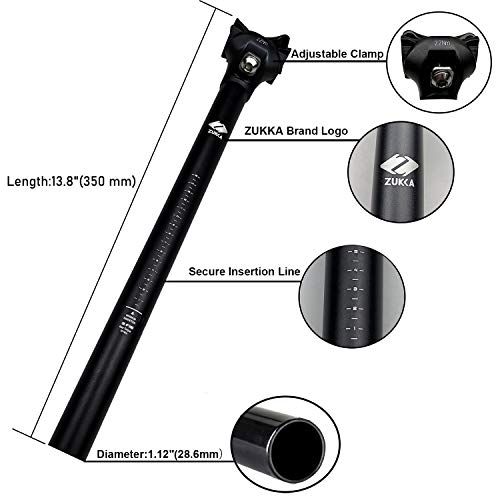 Bike Seat Post-28.6 X 350 Mm Aluminum Alloy Bicycle Seat Post With Adjustable Clamp #TOP2