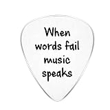 When Words Fail Music Speaks Guitar Pick- Jewelry Gift for Musician Husband Boyfriend Fiance