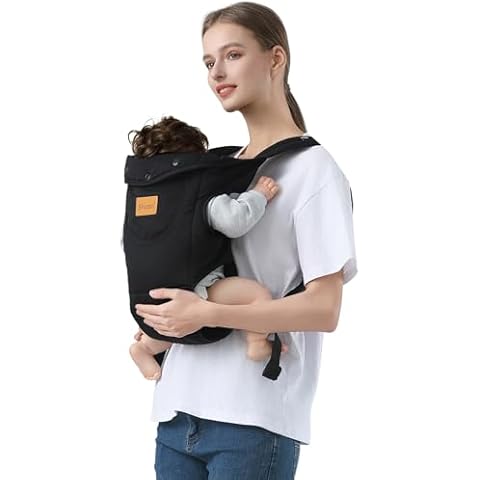 Shiaon Baby Carrier Newborn to Toddler, Cozy Baby Wrap Carrier(7-30lbs), Easily Adjustable Toddler Carrier, Lightweight Baby Holder Carrier, Black Cover