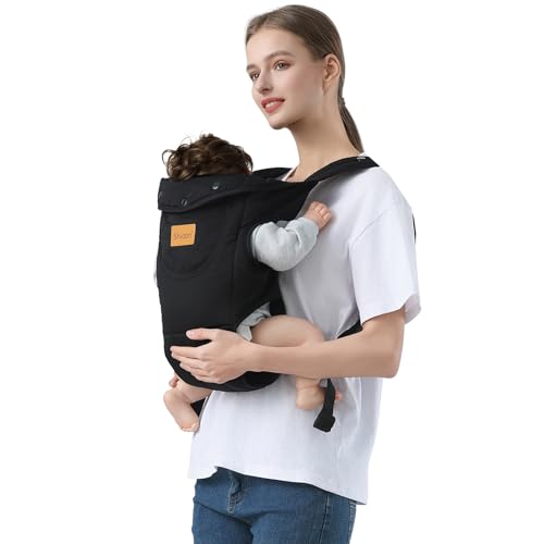 Baby Carrier Newborn to Toddler, Cozy Baby Wrap Carrier(7-30lbs), Easily Adjustable Toddler Carrier, Lightweight Baby Holder Carrier, Black