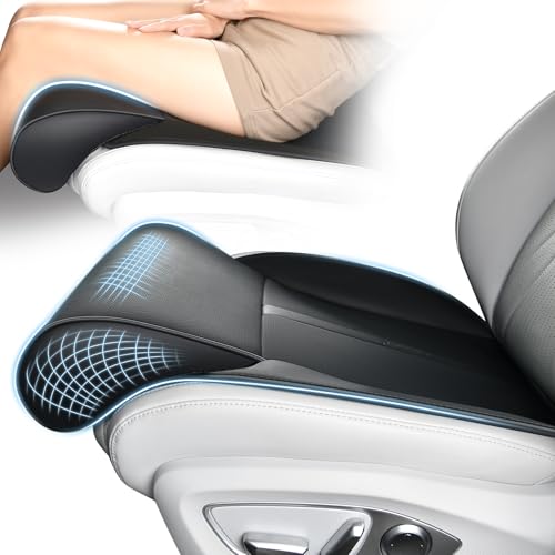 FLORICH Car Seat Extender Leg Support Cushion for Driver Seats Office Chair Leather Memory Foam Widened seat Cushion for Long Drivers Universal Car Seat Cushion Legs Rest Pads-Light Black