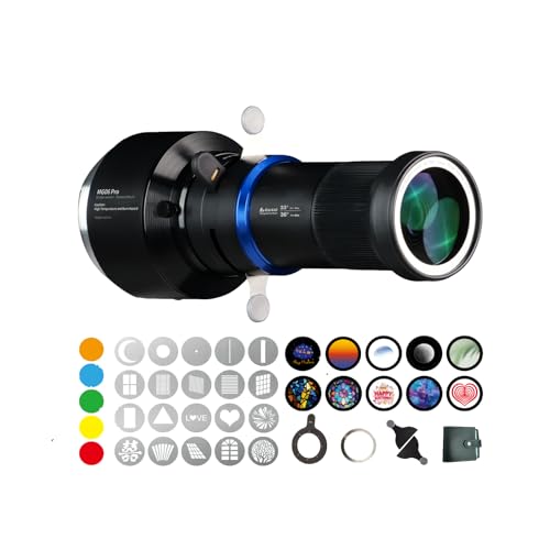 Bussi MG06 Pro Optical Bowens Mount Snoot kit with 30 gobos, 33° Lens Optical Snoot Spotlight for Photography Spotlight Projector kit, (Bowens Mount for Strobe Lights)