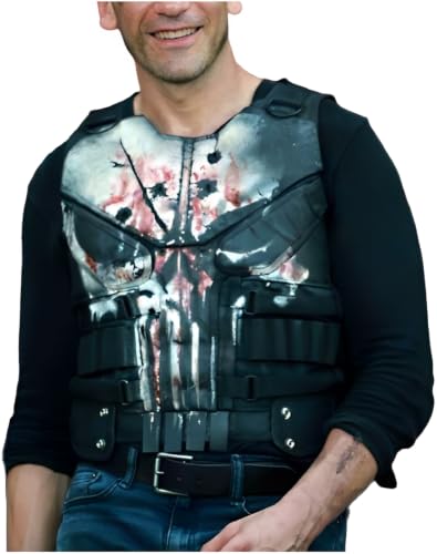 SKEW LTD Chaqueta y chaleco de cuero negro para hombre, disfraz gótico de Halloween, Chaleco negro de piel sintética, L