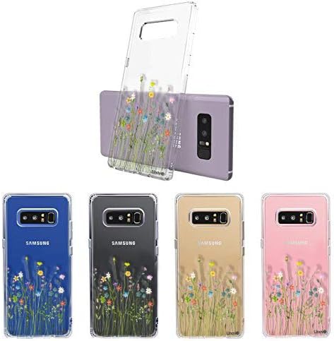 Miniatura 2 de Unov Funda para Galaxy Note 8 transparente con diseño de TPU suave absorción de golpes Slim Embossed Patrón de cubierta trasera protectora (Ramo de