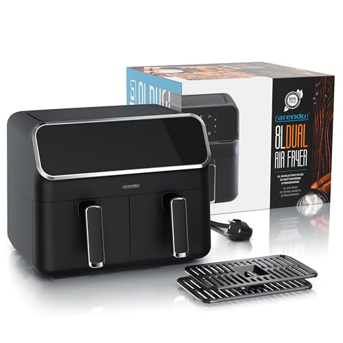 Arendo - Heißluftfritteuse Dual Zone mit 2 Kammern - XXL Kapazität 2 Fächer Doppelkammer – 2700 Watt - Airfryer Backofen Edelstahl - Touchscreen - 3D Umluftsystem - Antihaftbeschichtung - PFAS frei – Bild 8