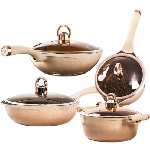 Cooking Pot, Cookware Set Pots and Pans Set 4 Pieces Wok Soup Pot Household Gas Induction Cooker Supplies Kitchen Pot Cooking Set Kitchen Pan Set Cooking Pot Set Cooking Pan Set
