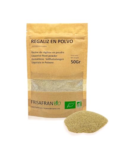 FRISAFRAN | Regaliz de palo EN POLVO | Ecológico | infusion de regaliz | Polvo de regaliz | palo dulce | té | Raíz de regaliz | Directamente del productor | 50g