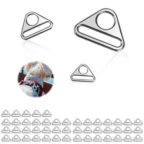 HERKINDNESS Metall Dreieck Schnallen, 50 Stück D Ringe 30MM, Dreieck Schnalle Versteller, D Ringe Halbringe Triangle für Trennen Oder Verbinden von Taschen, Gürteln (Silber)