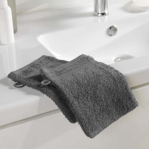Douceur d'Intérieur 2 Waschlappen, Anthrazit, 15 x 21 cm - Seidenweichkeit für dein Bad - Hochwertige Waschlappen - Idea