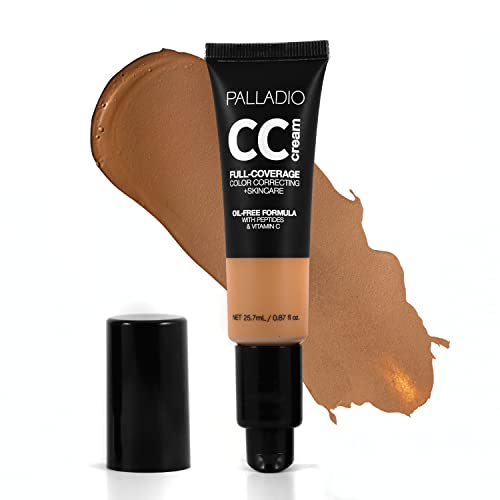 Palladio Full-Coverage Color Correction CC Cream, Oil-Free with Peptides & Vitamin C